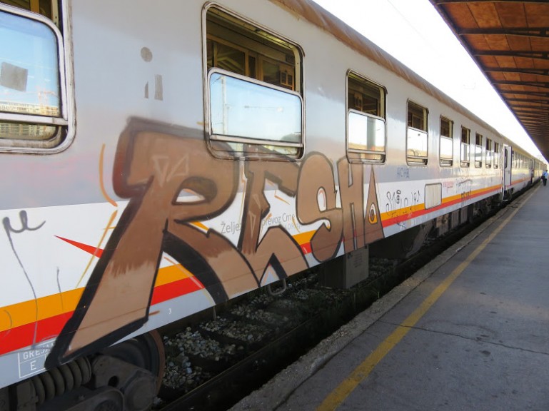 The Belgrade to Bar train at Belgrade station