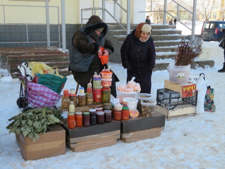 Ladies selling souvenirs in Sergiev Posad Russia
