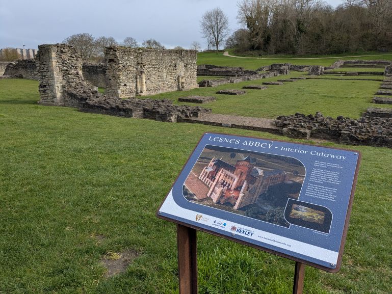 The ruins of Lesnes Abbey on the Pilgrims Way from London to Canterbury